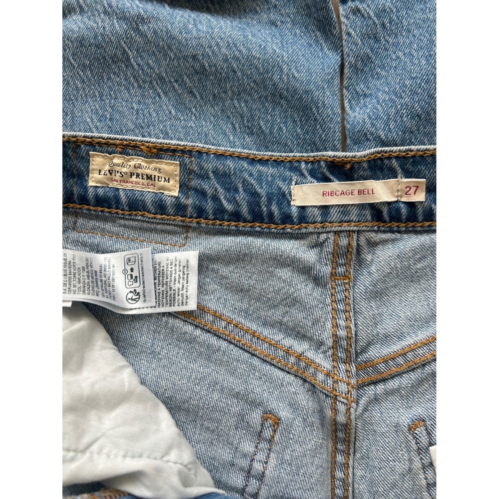 Levi's Ribcage Bell Jeans 27x32 Blue High Rise Flare Leg Denim Hippie Boho Retro - Picture 12 of 12
